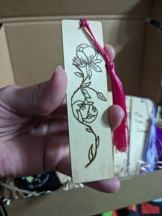 Flower Hand Burnt Bookmark