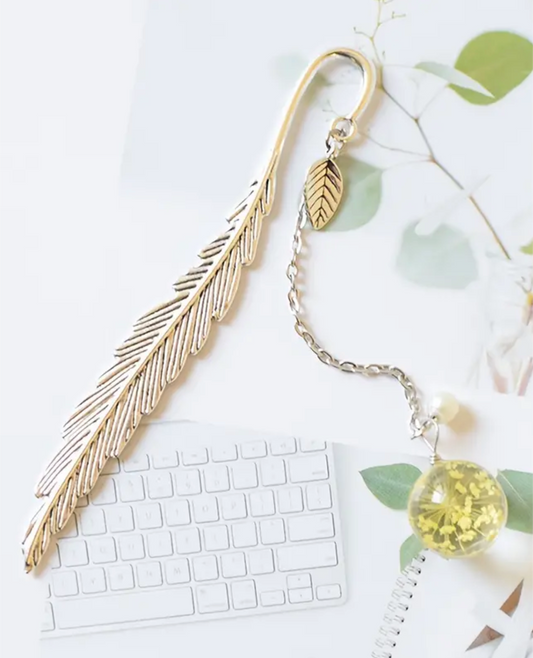 Feather Shaped Metal Bookmark